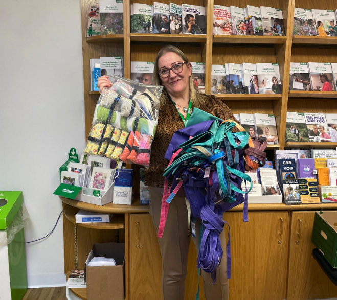 Carried with care: 560 drain bag carriers for cancer patients, made from exhibition leftovers